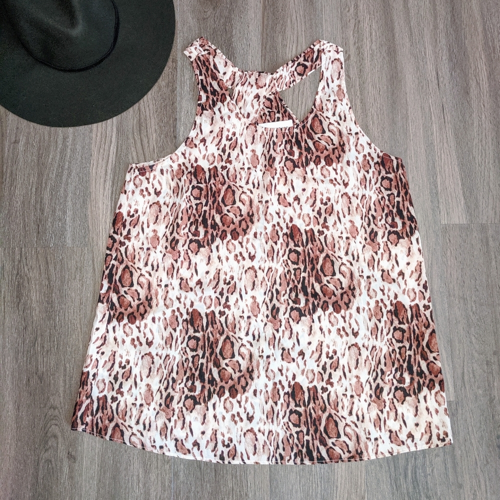 Paraphrase Leopard Print Sleeveless Blouse Size M